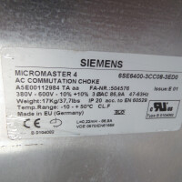Siemens MICROMASTER 4 Kommutierungsdrossel 6SE6400-3CC08-3ED0 #K2 GEB