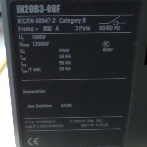 EATON Lasttrennschalter IN20B3-08F 123424 1000V/800A NOV