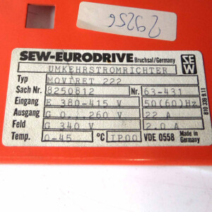 SEW EURODRIVE Umkehrstromrichter Moviret 222 8250812 GEB