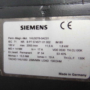 Siemens Gleichstrom-Servomotor 1HU3078-0AC01 NOV