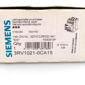 Siemens Leistungsschalter 3RV1021-0CA15 OVP