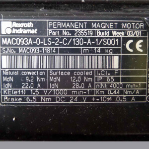 INDRAMAT Servomotor MAC093A-0-LS-2-C/130-A-1/S001 235519 GEB