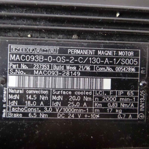 INDRAMAT Servomotor MAC093B-0-OS-2-C/130-A-1/S005 237353 NOV