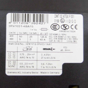 Siemens Leistungsschalter 3RV1031-4BA15 NOV