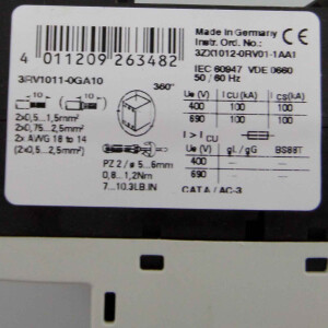 Siemens Leistungsschalter 3RV1011-0GA10 NOV