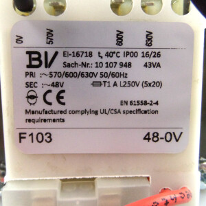 BV Transformator 10107948 43VA NOV