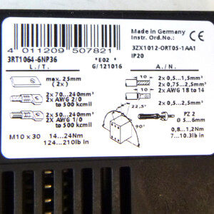 Siemens Leistungsschütz 3RT1064-6NP36 NOV
