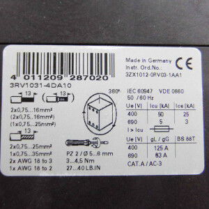Siemens Leistungsschalter 3RV1031-4DA10 OVP