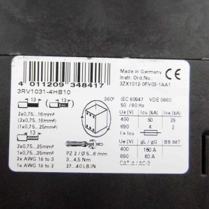Siemens Leistungsschalter 3RV1031-4HB10 GEB