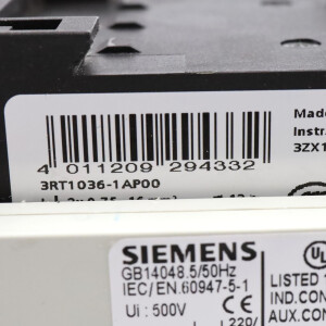 Siemens Leistungsschütz 3RT1036-1AP00 GEB