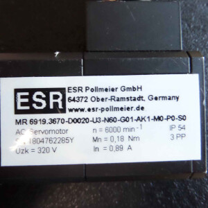 ESR Pollmeier AC-Servomotor MR 6919.3670-D0020-U3-N60-G01-AK1-M0-P0-S0 GEB