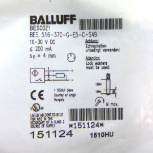 Balluff induktiver Sensor BES00Z1 BES 516-370-G-E5-C-S49 OVP