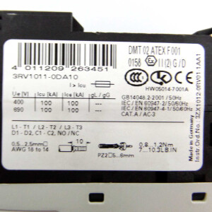 Siemens Leistungsschalter 3RV1011-0DA10 NOV