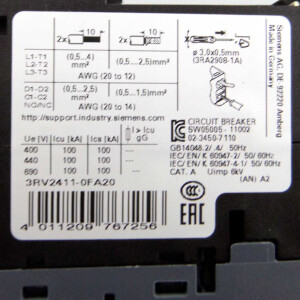 Siemens Leistungsschalter 3RV2411-0FA20 NOV
