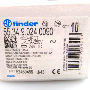 Finder Steckrelais 55.34.9.024.0090 24VDC 7A/250V~ (10Stk.) OVP
