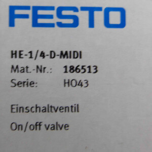 Festo Einschaltventil HE-1/4-D-MIDI 186513 OVP