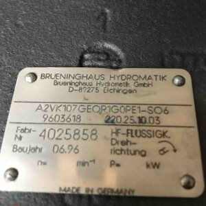 Brüninghaus Hydromatik Pumpe A2VK107GEOR1G0PE1-SO6 NOV