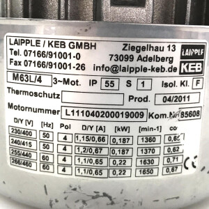 Laipple/KEB Drehstrommotor M63L/4 230/400V 50Hz 0,187kW 1360 min-1 NOV