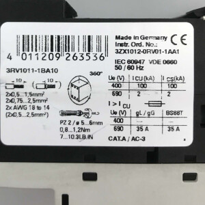 Siemens Leistungsschalter 3RV1011-1BA10 NOV
