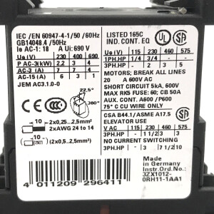 Siemens Leistungsschütz 3RT1015-2BB41 GEB