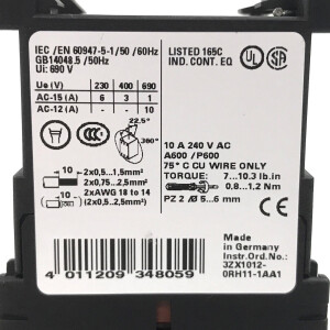 Siemens Hilfsschütz 3RH1122-1AK60 GEB