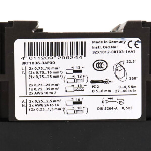 Siemens Leistungsschütz 3RT1036-3AP00 GEB