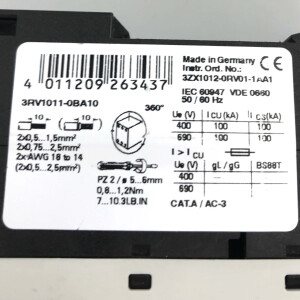 Siemens Leistungsschalter 3RV1011-0BA10 NOV