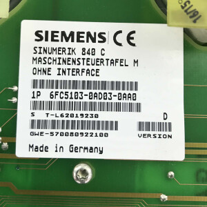 Sinumerik Maschinensteuertafel 840C/840CE 6FC5103-0AD03-0AA0 E-Stand:D GEB