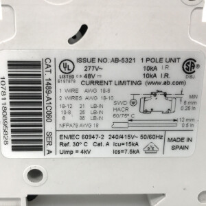 Allen Bradley Leitungsschutzschalter 1489-A1C060 Ser.A NOV