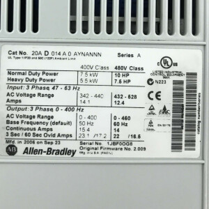 Allen Bradley PowerFlex 70 AC Drive 20AD014A0AYNANNN Ser.A GEB