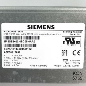 Siemens Micromaster 4 Bremswiderstand 6SE6400-4BC05-0AA0 OVP
