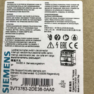Siemens Lasttrennschalter 3VT3763-2DE36-0AA0 OVP