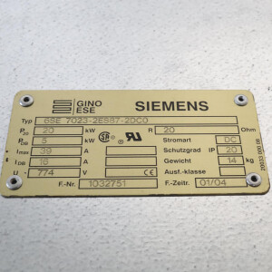Siemens/Gino Ese Bremswiderstand 6SE7023-2ES87-2DC0 NOV