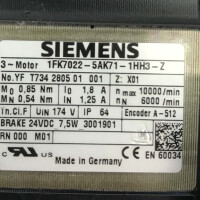 Siemens Synchronservomotor 1FK7022-5AK71-1HH3-Z Z=X01 GEB