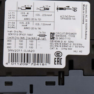 Siemens Leistungsschalter 3RV2011-0JA20 GEB