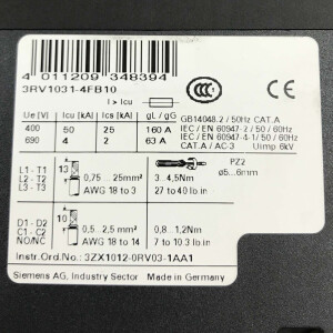 Siemens Leistungsschalter 3RV1031-4FB10 GEB