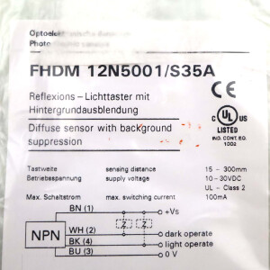 Baumer electric Reflexions-Lichttaster FHDM 12N5001/S35A OVP