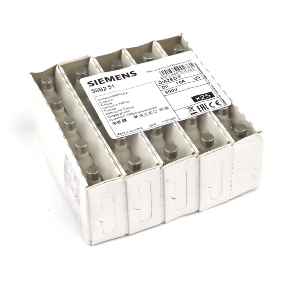 Siemens Diazed Sicherungseinsätze DII 10A 5SB251 (25Stk.) OVP