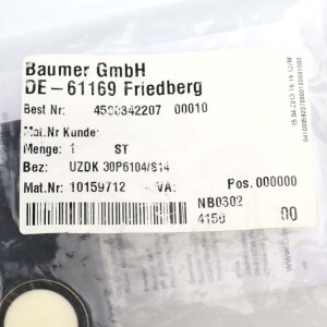 Baumer electric Ultraschall 2-Punkt-Näherungsschalter UZDK 30P6104/S14 10159712 OVP