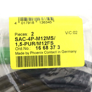 Phoenix Contact Sensor-/Aktor-Kabel SAC-4P-M12MS/ 1,5-PUR/M12FS 1668373 (2Stk.) OVP