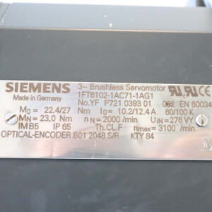 Siemens Synchronservomotor 1FT6102-1AC71-1AG1 GEB