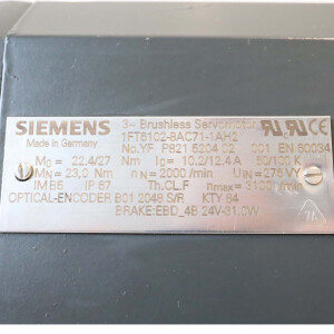 Siemens Synchronservomotor 1FT6102-8AC71-1AH2 GEB