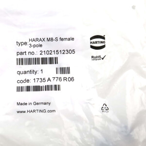 Harting Kabelsteckverbinder Harax M8-S 21021512305 OVP