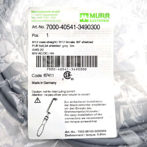 MURR ELEKTRONIK Verbindungskabel M12 St. M12 Bu. 7000-40541-3490300 OVP