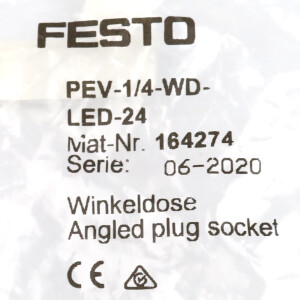 Festo Winkeldose PEV-1/4-WD-LED-24 164274 OVP