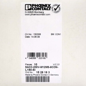 Phoenix Contact Einbausteckverbinder SACC-DSIV-M12MS-5CON-L180-SI 1528183 (10Stk.) OVP