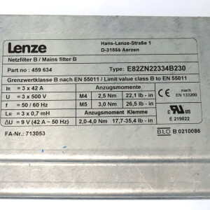Lenze Netzfilter E82ZN22334B230 459634 GEB