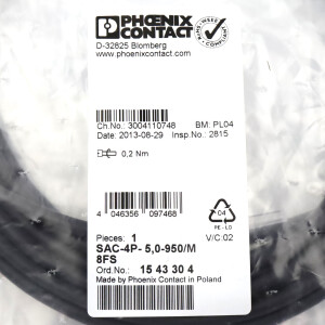 Phoenix Contact Bussystemkabel SAC-4P- 5,0-950/M 8FS 1543304 OVP