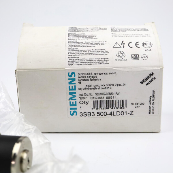 Siemens Schlüsselschalter 3SB3 500-4LD01-Z SSG11 OVP