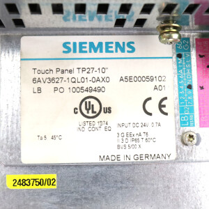 Simatic 10,4" Touchpanel TP27-10 6AV3 627-1QL01-0AX0 E-Stand:A01 GEB